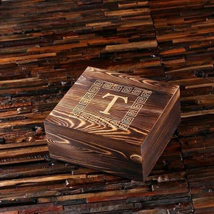 4 Slate Coasters 4 Whiskey Glasses and 18 Sipping Stones with Engraved Wood Box - Drinkware - Whiskey Gifts
