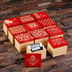 50 Recipe Cards Box Engraved with Dividers Labels Personalized Pen and Measuring Spoons-B - Recipe Boxes