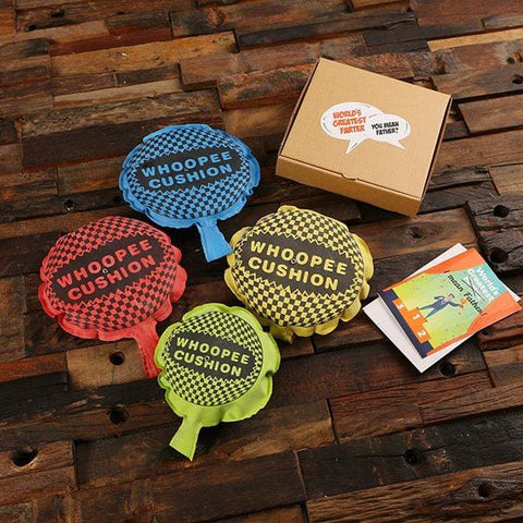 Image of Assorted Colors Whoopie Cushion Gag Gift with Gift Card - Assorted Fathers Day
