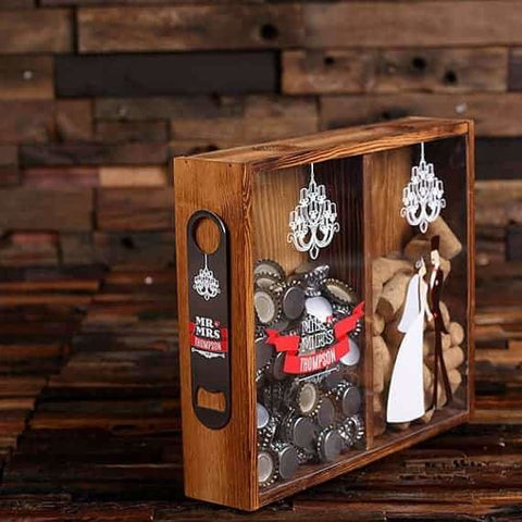 Image of Beer Cap Holder Personalized Shadow Box FREE Bottle Opener Corkscrew Wine Cork Holder_H - Wine Cork Holders - Mixed