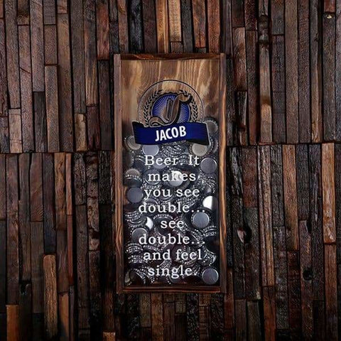 Image of Beer Cap Holder Shadow Box with FREE Bottle Opener or Wine Cork Holder_quote10 - Beer Cap Holders - Small