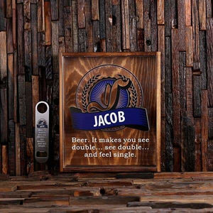 Beer Cap Holder Shadow Box with FREE Bottle Opener Quote 10 - Beer Cap Holders - Large