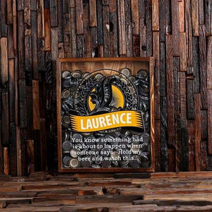 Beer Cap Holder Shadow Box with FREE Bottle Opener Quote 12 - Beer Cap Holders - Large
