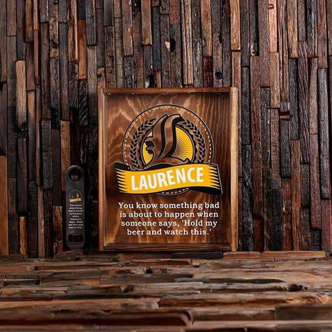 Image of Beer Cap Holder Shadow Box with FREE Bottle Opener Quote 12 - Beer Cap Holders - Large