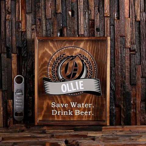 Image of Beer Cap Holder Shadow Box with FREE Bottle Opener Quote 15 - Beer Cap Holders - Large