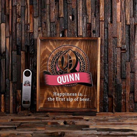 Image of Beer Cap Holder Shadow Box with FREE Bottle Opener Quote 17 - Beer Cap Holders - Large