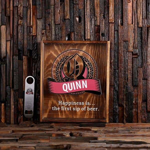 Beer Cap Holder Shadow Box with FREE Bottle Opener Quote 17 - Beer Cap Holders - Large
