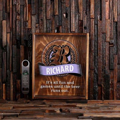 Image of Beer Cap Holder Shadow Box with FREE Bottle Opener Quote 18 - Beer Cap Holders - Large