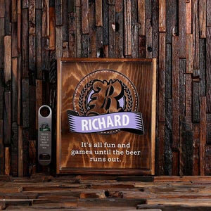 Beer Cap Holder Shadow Box with FREE Bottle Opener Quote 18 - Beer Cap Holders - Large