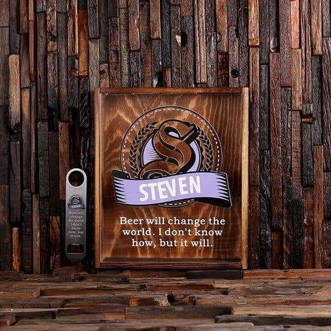 Image of Beer Cap Holder Shadow Box with FREE Bottle Opener Quote 19 - Beer Cap Holders - Large