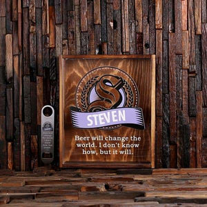 Beer Cap Holder Shadow Box with FREE Bottle Opener Quote 19 - Beer Cap Holders - Large