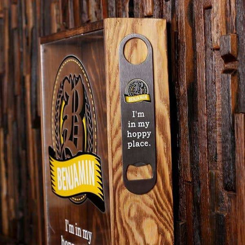 Image of Beer Cap Holder Shadow Box with FREE Bottle Opener Quote 2 - Beer Cap Holders - Large