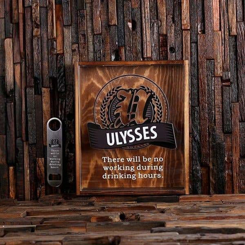 Image of Beer Cap Holder Shadow Box with FREE Bottle Opener Quote 21 - Beer Cap Holders - Large