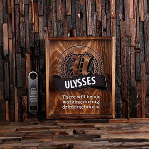 Beer Cap Holder Shadow Box with FREE Bottle Opener Quote 21 - Beer Cap Holders - Large
