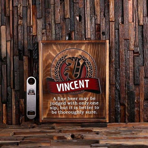 Image of Beer Cap Holder Shadow Box with FREE Bottle Opener Quote 22 - Beer Cap Holders - Large