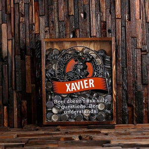 Beer Cap Holder Shadow Box with FREE Bottle Opener Quote 24 - Beer Cap Holders - Large