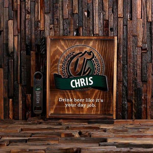 Beer Cap Holder Shadow Box with FREE Bottle Opener Quote 29 - Beer Cap Holders - Large