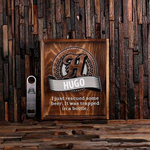 Image of Beer Cap Holder Shadow Box with FREE Bottle Opener Quote 34 - Beer Cap Holders - Large