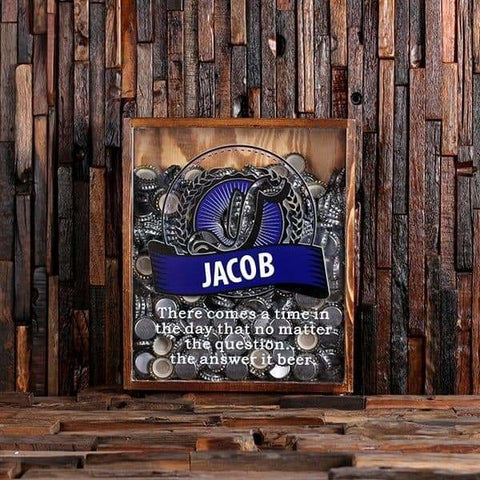 Image of Beer Cap Holder Shadow Box with FREE Bottle Opener Quote 36 - Beer Cap Holders - Large