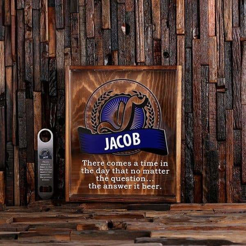 Image of Beer Cap Holder Shadow Box with FREE Bottle Opener Quote 36 - Beer Cap Holders - Large