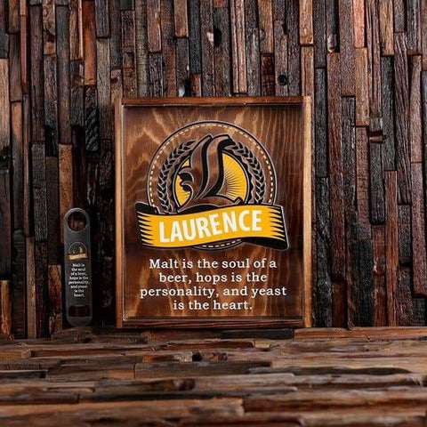 Image of Beer Cap Holder Shadow Box with FREE Bottle Opener Quote 38 - Beer Cap Holders - Large