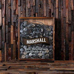 Beer Cap Holder Shadow Box with FREE Bottle Opener Quote 39 - Beer Cap Holders - Large