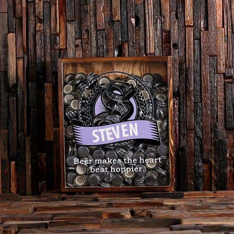 Image of Beer Cap Holder Shadow Box with FREE Bottle Opener Quote 45 - Beer Cap Holders - Large