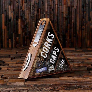 Beer Cap Wine Cork Holder Shadow Box FREE Bottle Opener and Cork Screw Personalized Letter S - Beer Cap Holders Mixed