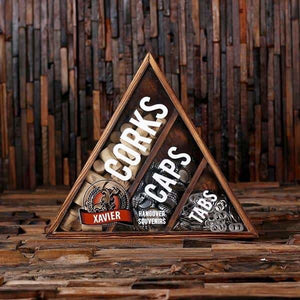 Beer Cap Wine Cork Holder Shadow Box FREE Bottle Opener and Cork Screw Personalized Letter X - Beer Cap Holders Mixed