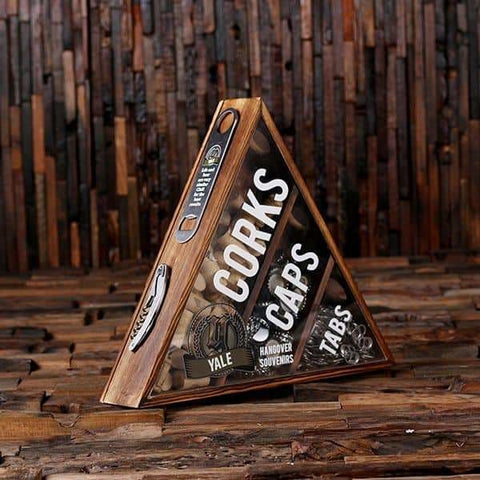 Image of Beer Cap Wine Cork Holder Shadow Box FREE Bottle Opener and Cork Screw Personalized Letter Y - Beer Cap Holders Mixed