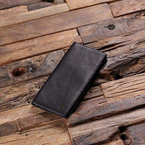 Bi-fold Breast Long Wallet Personalized Black with Box - Wallets & Gift Box