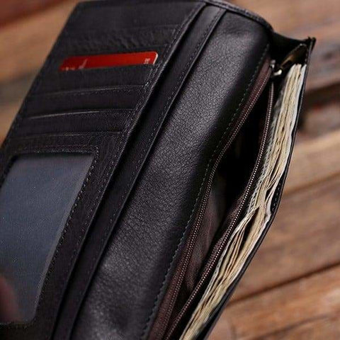 Image of Bi-fold Breast Long Wallet Personalized Black without Box - Wallets