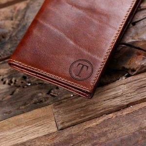 Bi-fold Breast Long Wallet Personalized Brown with Box - Wallets & Gift Box