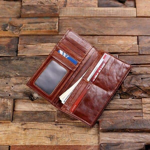Image of Bi-fold Breast Long Wallet Personalized Brown without Box - Wallets