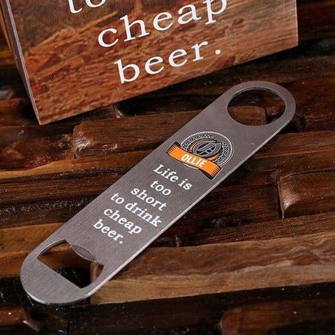 Image of Bottle Opener and Pilsner Pint Beer Glass with Printed Wood Box - All Products