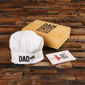 Chefs BBQ Apron and Hat with Wood Box and Gift Card - Assorted Fathers Day