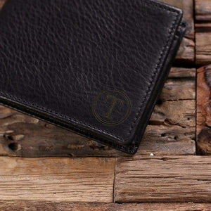Coin Wallet Personalized Monogrammed Engraved Leather Bifold Mens Wallet Zipper with Box - Wallets & Gift Box