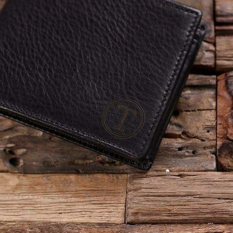 Image of Coin Wallet Personalized Monogrammed Engraved Leather Bifold Mens Wallet Zipper without Box - Wallets