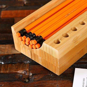 Corporate Branded Bamboo Office Items & Accessories Holder - Desktop Stationery