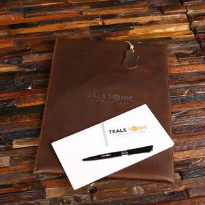 Corporate Branded Vertical A4 Leather File & Tablet Holder - Desktop Stationery