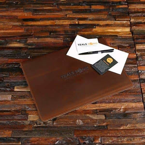Corporate Branded Vertical A4 Leather File & Tablet Holder - Desktop Stationery