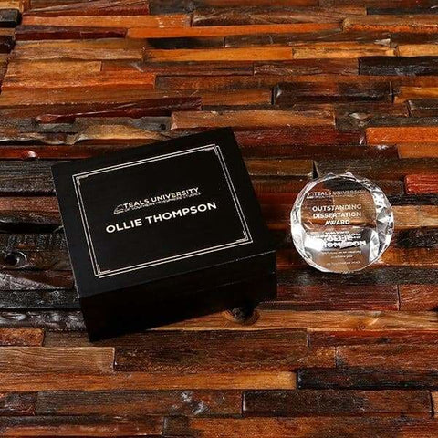 Image of Custom Clear Crystal Gem Cut Professional Award & Wood Box - Awards