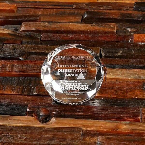 Image of Custom Clear Crystal Gem Cut Professional Award & Wood Box - Awards