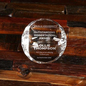 Custom Clear Crystal Gem Cut Professional Award & Wood Box - Awards