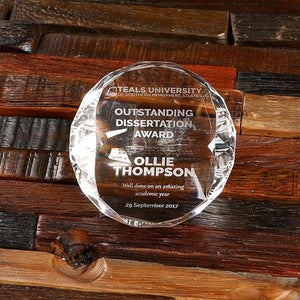 Custom Clear Crystal Gem Cut Professional Award & Wood Box - Awards