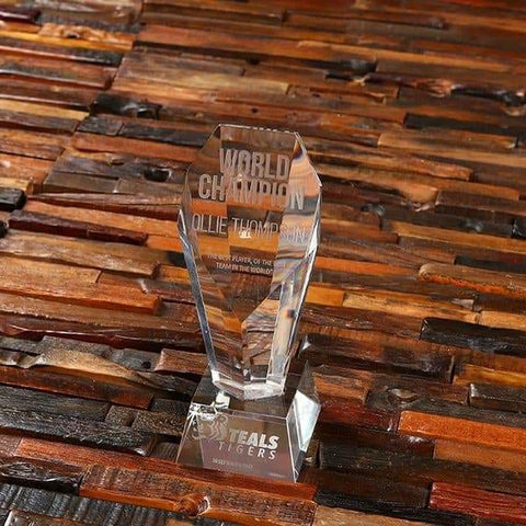 Image of Custom Clear Crystal Glass Tower with Base & Presentation Box - Awards