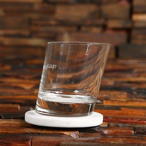 Image of Custom Corporate Logo Slanted Outside Double Rocks Glass - Drinkware - Whiskey Glass