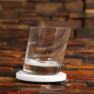Custom Corporate Logo Slanted Outside Double Rocks Glass - Drinkware - Whiskey Glass