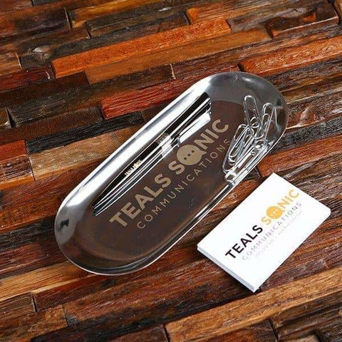 Image of Custom Corporate Stainless Steel Small Desktop Stationery Tray - Desktop Stationery