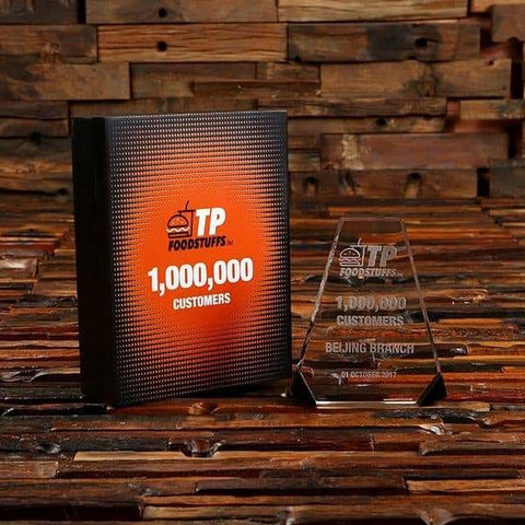 Image of Custom Crystal Clear & Black Vertical Recognition Plaque - Awards